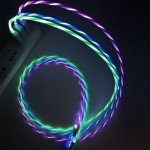 Wholesale 2.4A RGB LED Light Durable USB Cable for Type-C / USB-C 3FT (Pink)